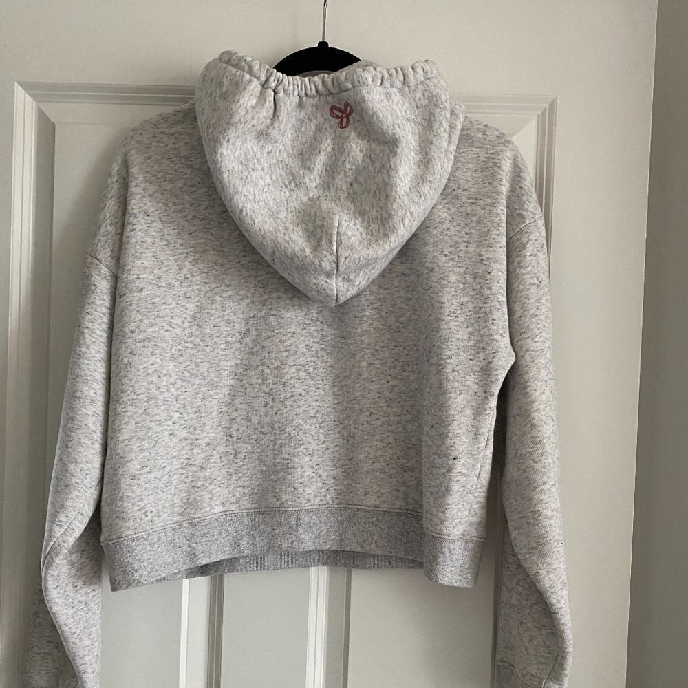 Tna Cozy Fleece Pullover Boyfriend Cropped Hoodie Striped Accents Sleeves Sz XS - Picture 2 of 8